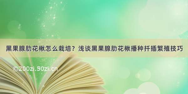 黑果腺肋花楸怎么栽培？浅谈黑果腺肋花楸播种扦插繁殖技巧