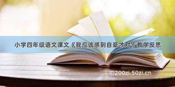 小学四年级语文课文《我应该感到自豪才对》教学反思