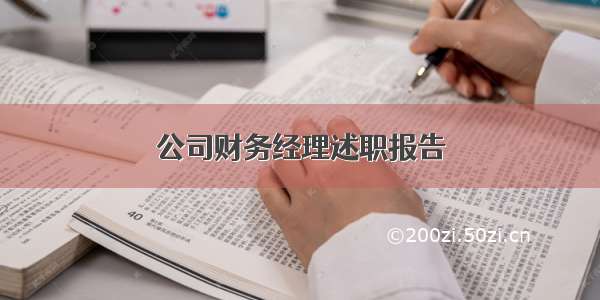 公司财务经理述职报告