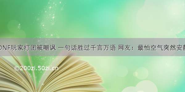 DNF玩家打团被嘲讽 一句话胜过千言万语 网友：最怕空气突然安静