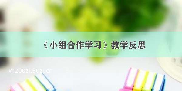 《小组合作学习》教学反思