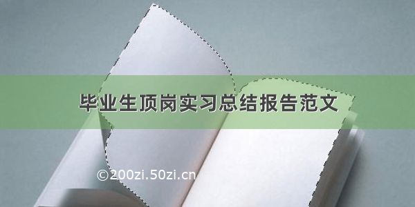 毕业生顶岗实习总结报告范文