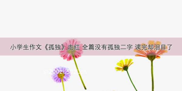 小学生作文《孤独》走红 全篇没有孤独二字 读完却泪目了