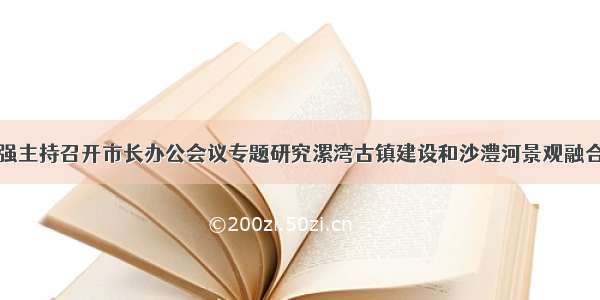 市长秦保强主持召开市长办公会议专题研究漯湾古镇建设和沙澧河景观融合提升工作