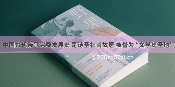 中国古代诗歌完整发展史 是诗圣杜甫故居 被誉为“文学史圣地”