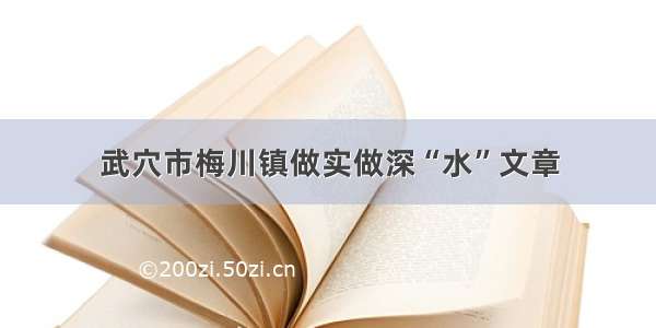 武穴市梅川镇做实做深“水”文章