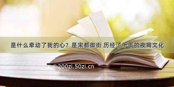 是什么牵动了我的心？是宋都御街 历经了千年的夜宵文化