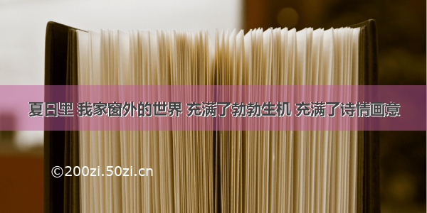 夏日里 我家窗外的世界 充满了勃勃生机 充满了诗情画意