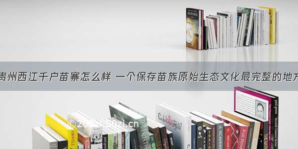 贵州西江千户苗寨怎么样 一个保存苗族原始生态文化最完整的地方