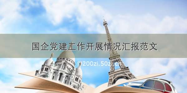 国企党建工作开展情况汇报范文