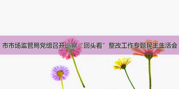 市市场监管局党组召开巡察“回头看”整改工作专题民主生活会