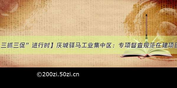 【“三抓三促”进行时】庆城驿马工业集中区：专项督查规范在建项目建设