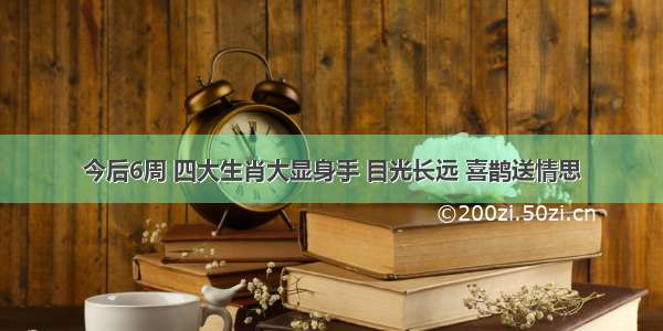 今后6周 四大生肖大显身手 目光长远 喜鹊送情思