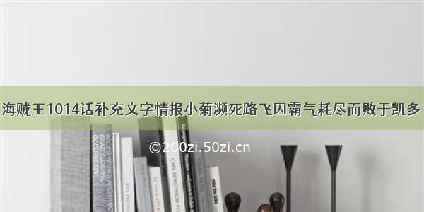 海贼王1014话补充文字情报小菊濒死路飞因霸气耗尽而败于凯多