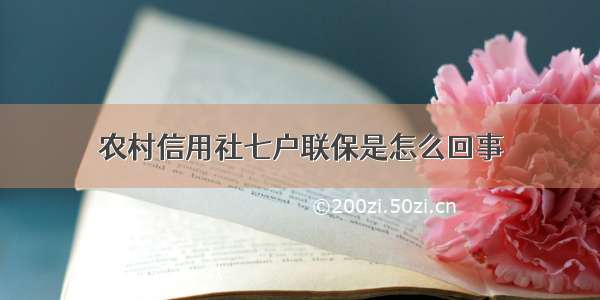 农村信用社七户联保是怎么回事