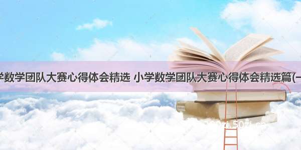 小学数学团队大赛心得体会精选 小学数学团队大赛心得体会精选篇(一篇)