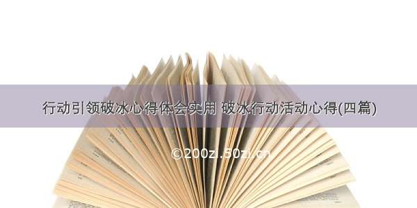 行动引领破冰心得体会实用 破冰行动活动心得(四篇)