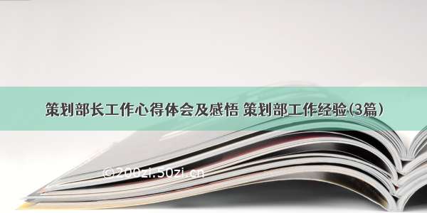 策划部长工作心得体会及感悟 策划部工作经验(3篇)