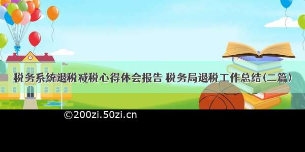 税务系统退税减税心得体会报告 税务局退税工作总结(二篇)