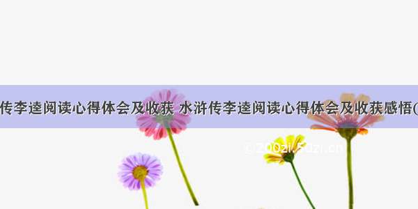 水浒传李逵阅读心得体会及收获 水浒传李逵阅读心得体会及收获感悟(5篇)