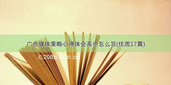 广告媒体策略心得体会高中怎么写(优质17篇)