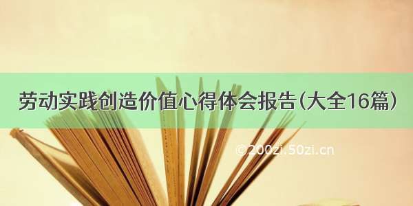 劳动实践创造价值心得体会报告(大全16篇)