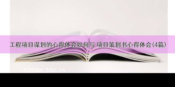 工程项目谋划的心得体会如何写 项目策划书心得体会(4篇)