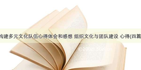 构建多元文化队伍心得体会和感想 组织文化与团队建设 心得(四篇)