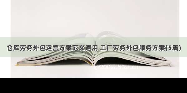 仓库劳务外包运营方案范文通用 工厂劳务外包服务方案(5篇)