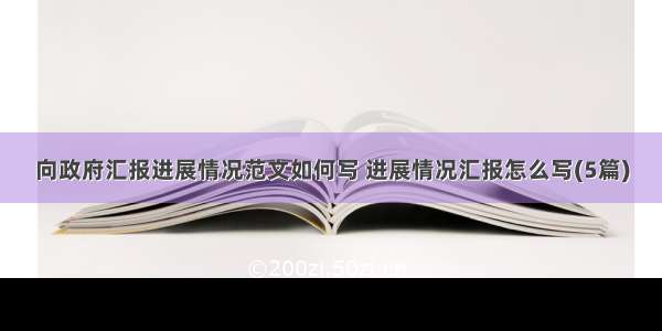 向政府汇报进展情况范文如何写 进展情况汇报怎么写(5篇)