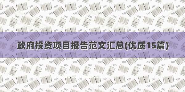 政府投资项目报告范文汇总(优质15篇)