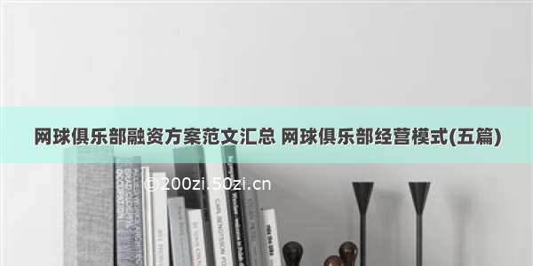 网球俱乐部融资方案范文汇总 网球俱乐部经营模式(五篇)