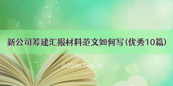 新公司筹建汇报材料范文如何写(优秀10篇)