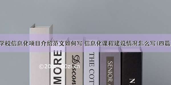 学校信息化项目介绍范文如何写 信息化课程建设情况怎么写(四篇)