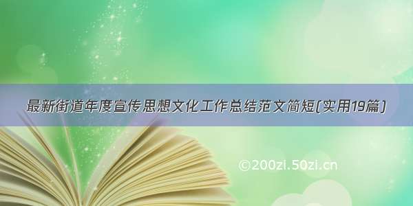 最新街道年度宣传思想文化工作总结范文简短(实用19篇)