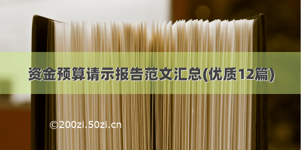 资金预算请示报告范文汇总(优质12篇)