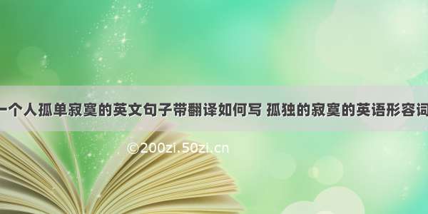 形容一个人孤单寂寞的英文句子带翻译如何写 孤独的寂寞的英语形容词(2篇)