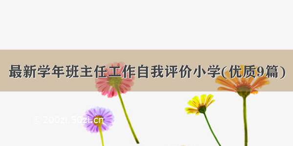 最新学年班主任工作自我评价小学(优质9篇)