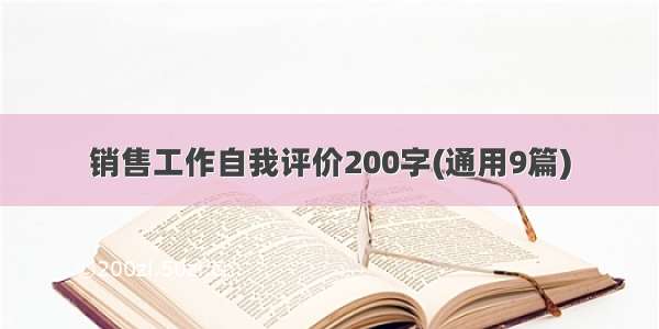 销售工作自我评价200字(通用9篇)