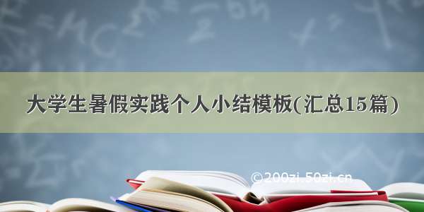 大学生暑假实践个人小结模板(汇总15篇)