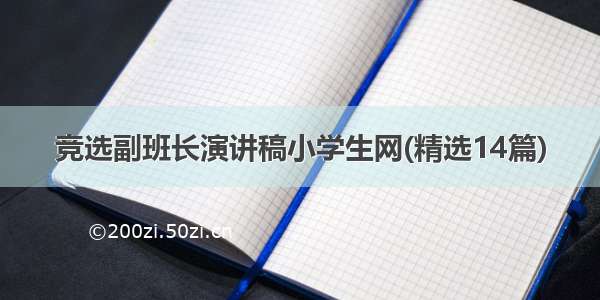 竞选副班长演讲稿小学生网(精选14篇)