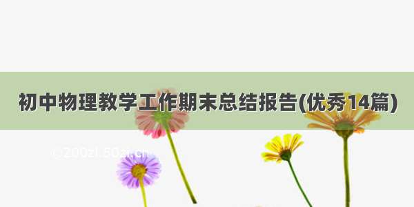 初中物理教学工作期末总结报告(优秀14篇)