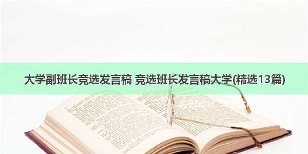 大学副班长竞选发言稿 竞选班长发言稿大学(精选13篇)