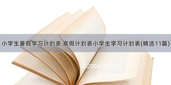 小学生暑假学习计划表 寒假计划表小学生学习计划表(精选11篇)