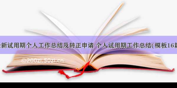 最新试用期个人工作总结及转正申请 个人试用期工作总结(模板16篇)