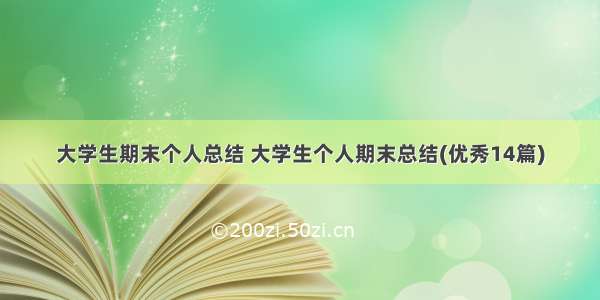 大学生期末个人总结 大学生个人期末总结(优秀14篇)