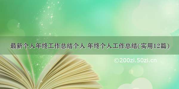 最新个人年终工作总结个人 年终个人工作总结(实用12篇)