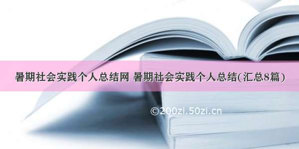 暑期社会实践个人总结网 暑期社会实践个人总结(汇总8篇)