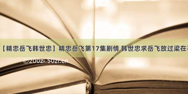 【精忠岳飞韩世忠】精忠岳飞第17集剧情 韩世忠求岳飞放过梁在平