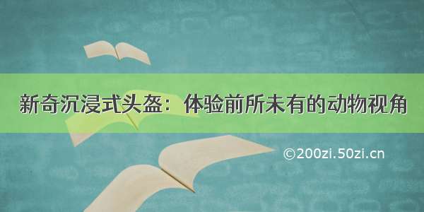 新奇沉浸式头盔：体验前所未有的动物视角